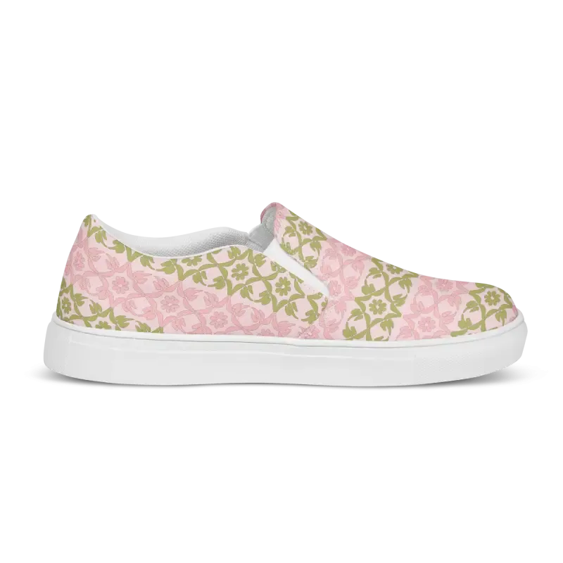 Trendy Canvas Shoes Pink Geometric Floral Pattern