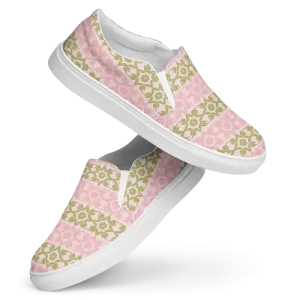 Trendy Canvas Shoes Pink Geometric Floral Pattern