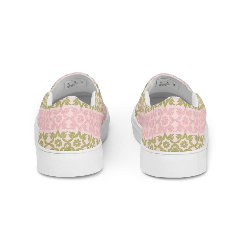 Trendy Canvas Shoes Pink Geometric Floral Pattern