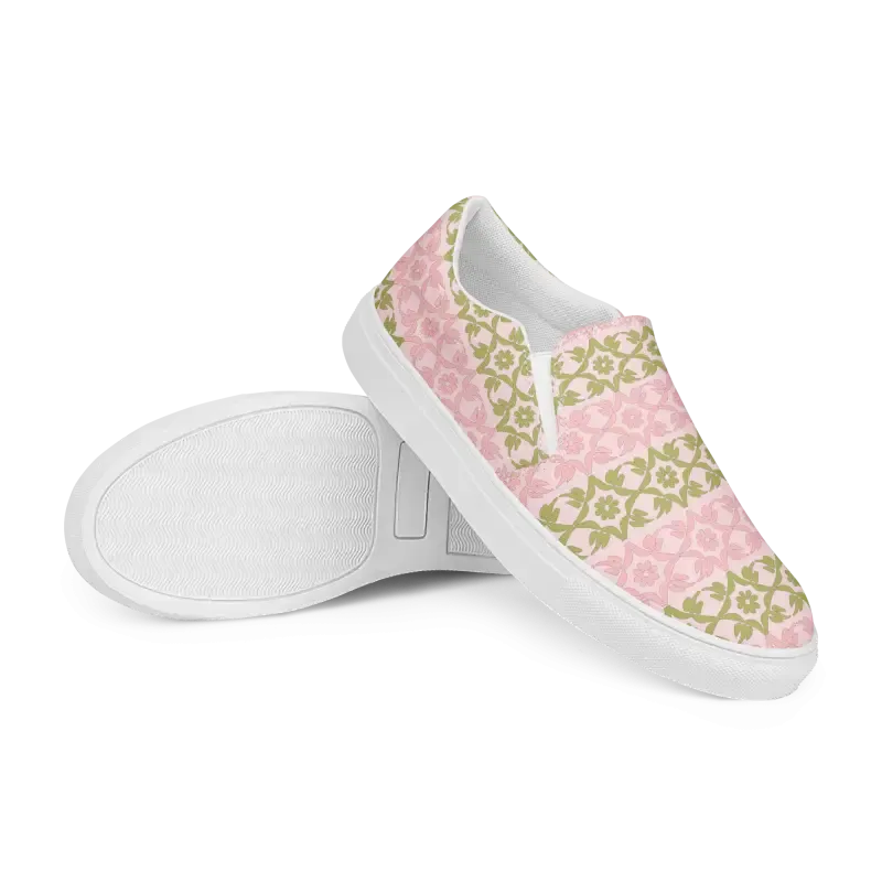 Trendy Canvas Shoes Pink Geometric Floral Pattern