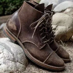 UrbanRidge | Vintage Leather Ankle Boots – Timeless Style & All-Day Comfort