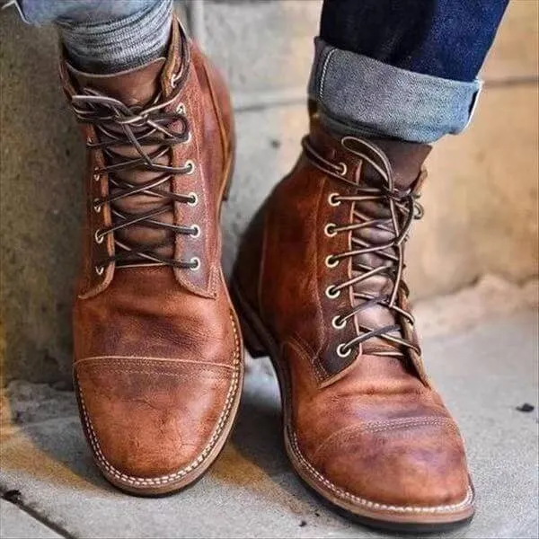 UrbanRidge | Vintage Leather Ankle Boots – Timeless Style & All-Day Comfort