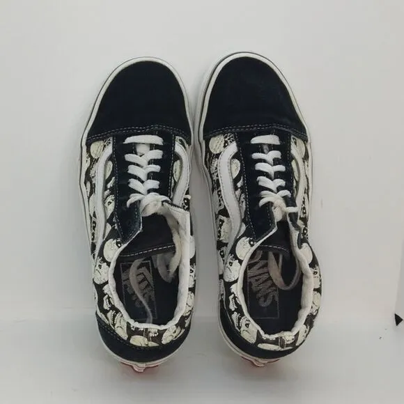VANS Old Skool Gloww in the Dark Mens Pre-owned Suede Skulls Sneakers - sz. 6