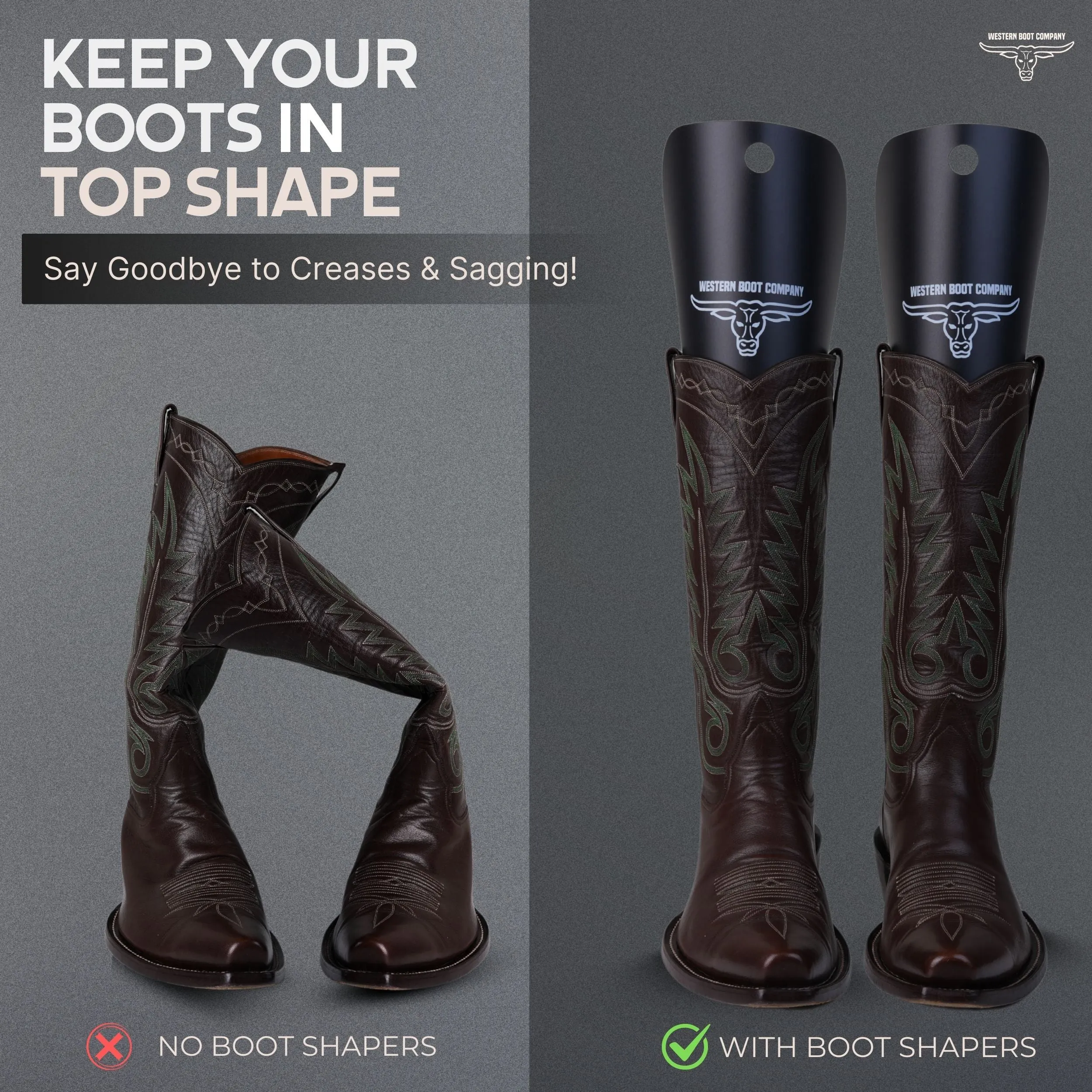 Western Boot Company Cowboy Shaft Shapers - 9.5" 4 PAIR (8 PIECES) MEDIUM
