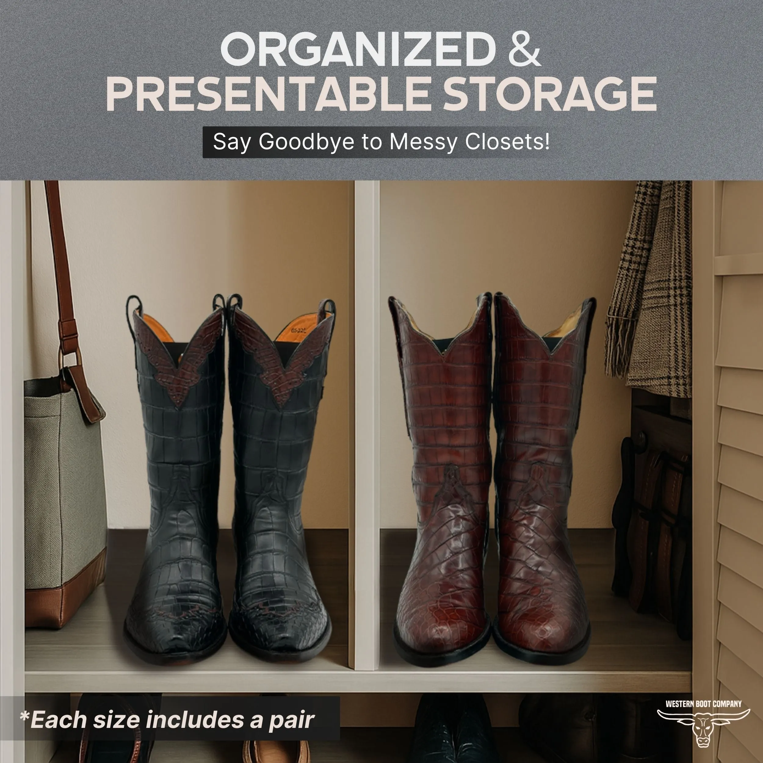 Western Boot Company Cowboy Shaft Shapers - 9.5" 4 PAIR (8 PIECES) MEDIUM