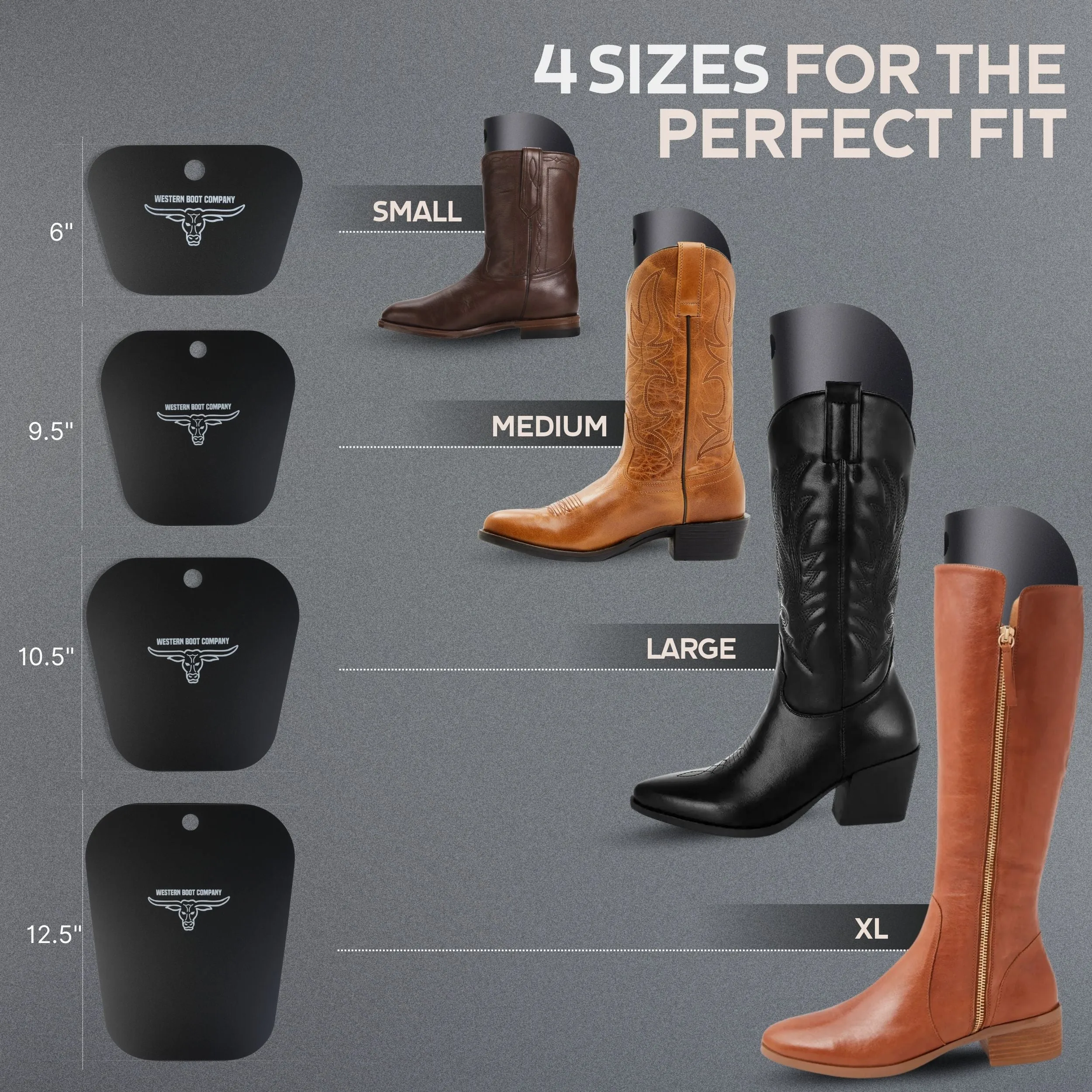 Western Boot Company Cowboy Shaft Shapers - 9.5" 4 PAIR (8 PIECES) MEDIUM