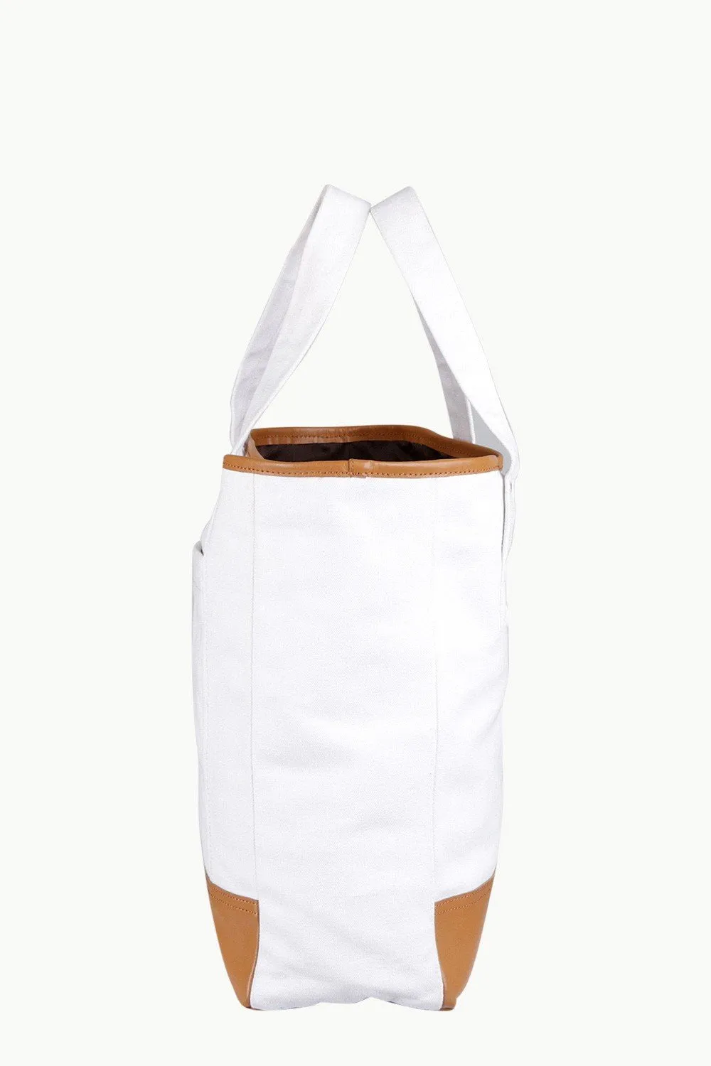 White Twill Faux Detail Tote Bag