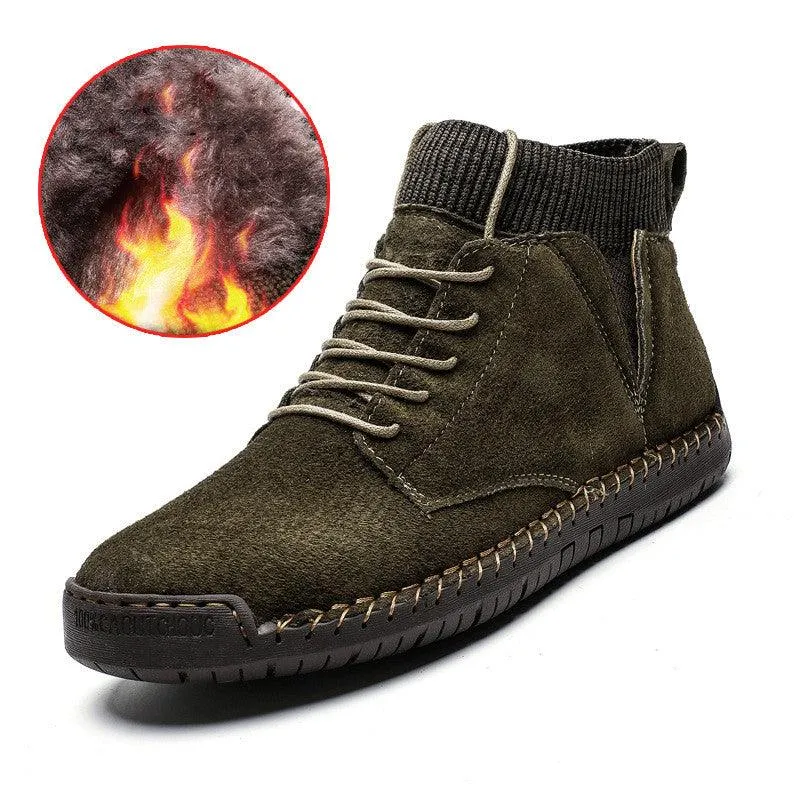 Winter Plus Cotton Plus Size Men'S High-Top Shoes Lace Up Wild Men'S Socks Warm Snow Boots