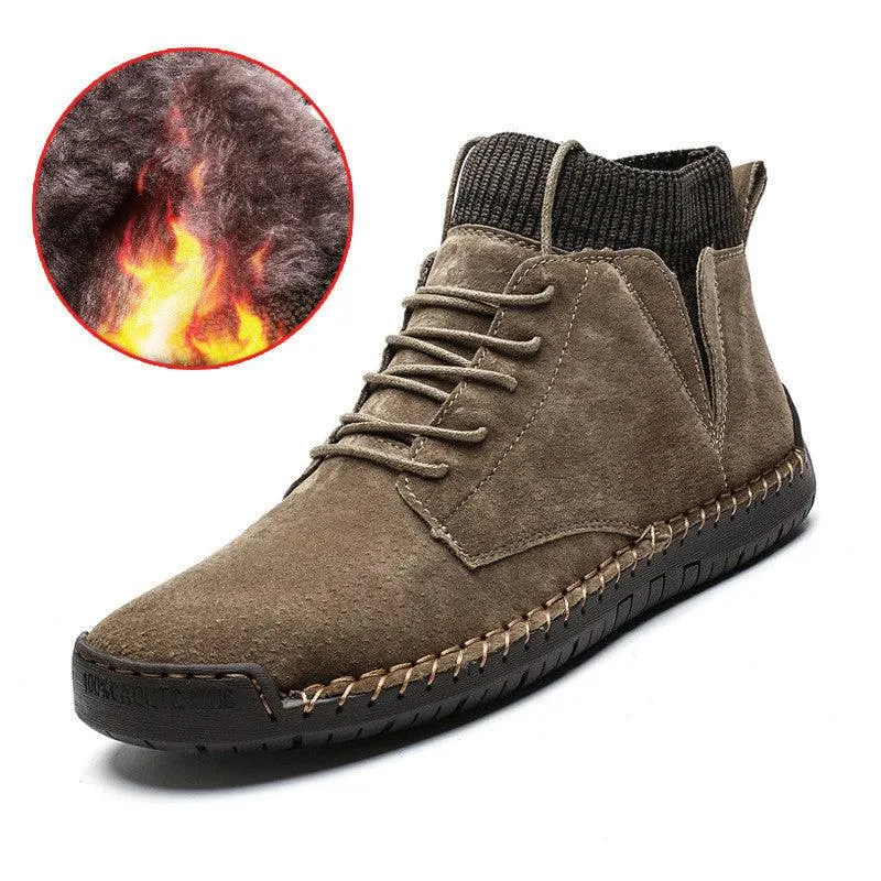 Winter Plus Cotton Plus Size Men'S High-Top Shoes Lace Up Wild Men'S Socks Warm Snow Boots