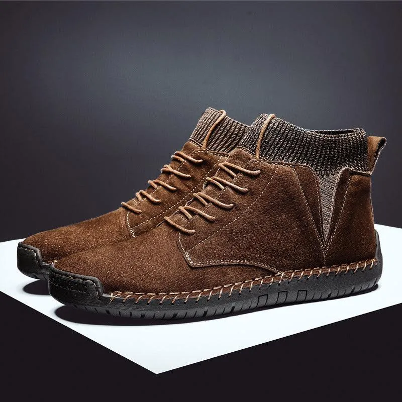 Winter Plus Cotton Plus Size Men'S High-Top Shoes Lace Up Wild Men'S Socks Warm Snow Boots