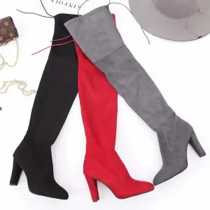 Women boot faux suede boots Women Over The Knee Boots Lace Up Sexy High Heels Shoes Woman Female Slim Thigh High Boots