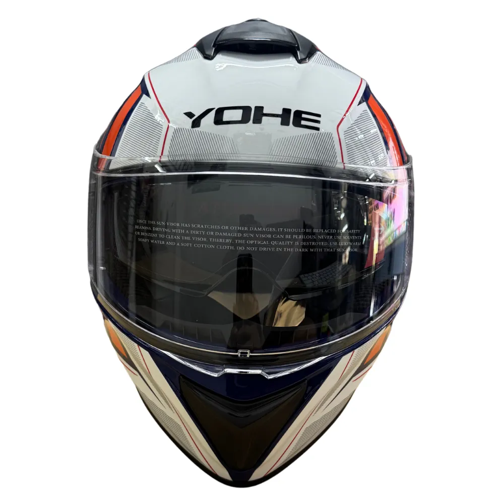 YOHE 981 Shinny White/Orange/Blue Gloss Helmet